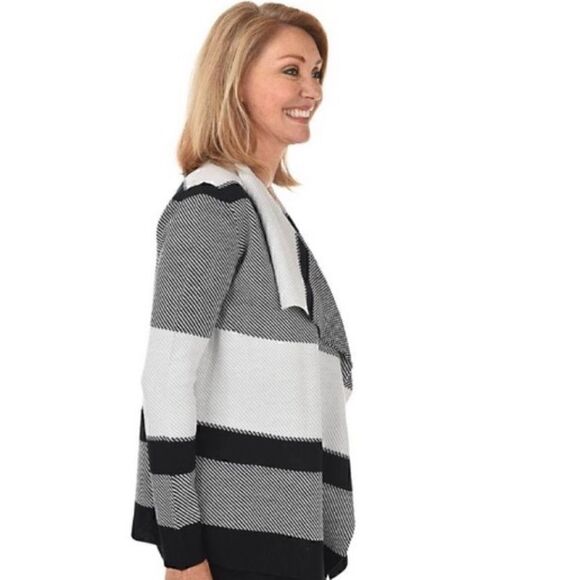 Cable & gauge Open Cardigan Womens Size Small Bold striped Knit sweater Duster - Picture 2 of 8